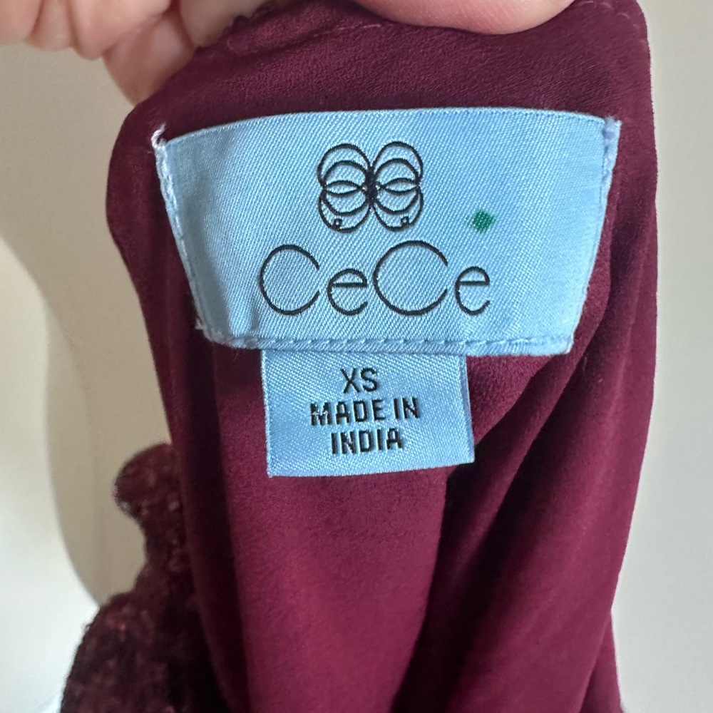 CeCe Burgundy Sequin Top- X-Small - Picture 10 of 11